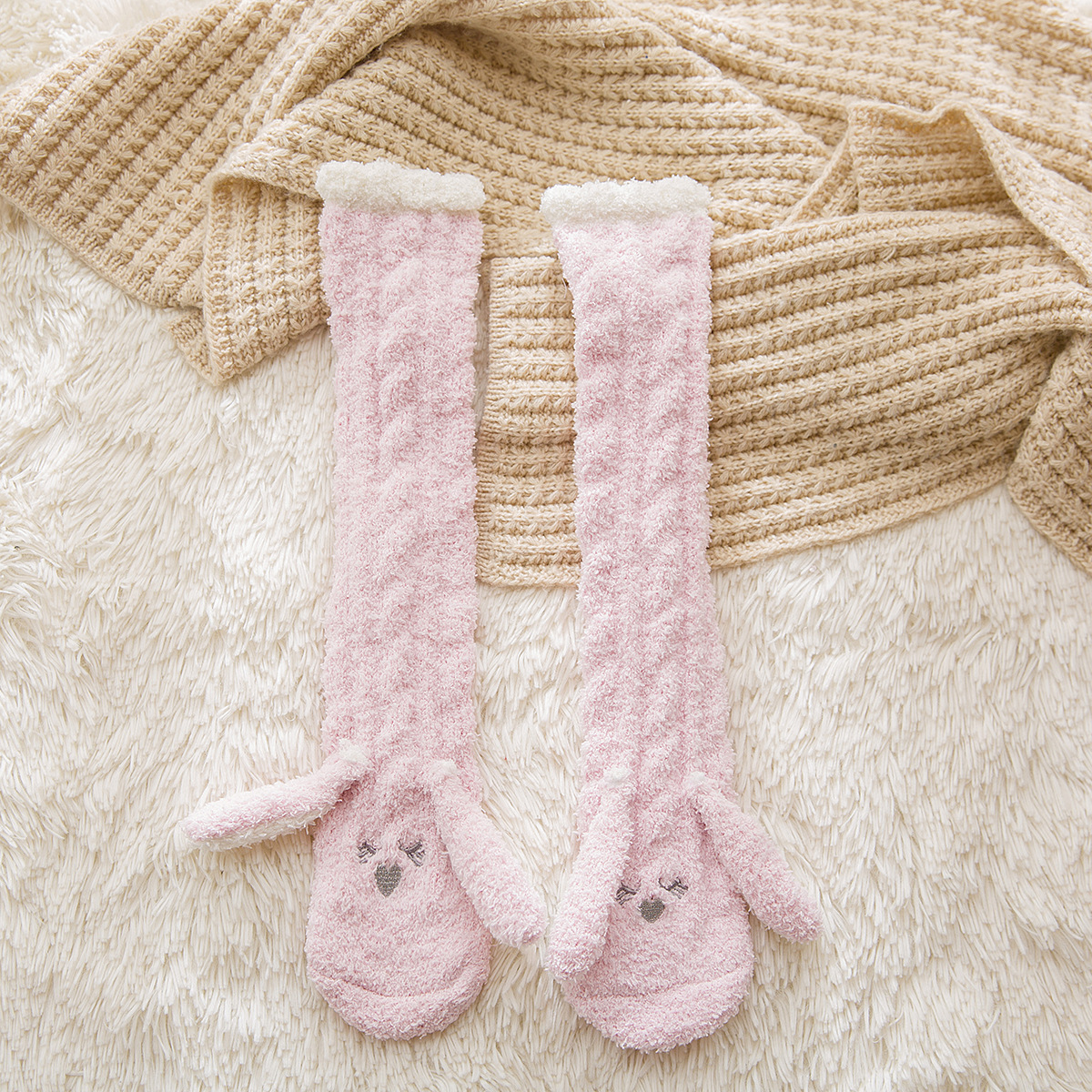 Three-dimensional Cartoon Cute Coral Velvet Thick Warm Winter Home Floor Socks Female Style Stockings Fluffy Fuzzy Socks